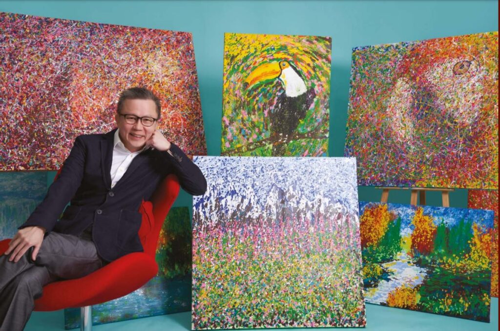 dr lowly with his artworks